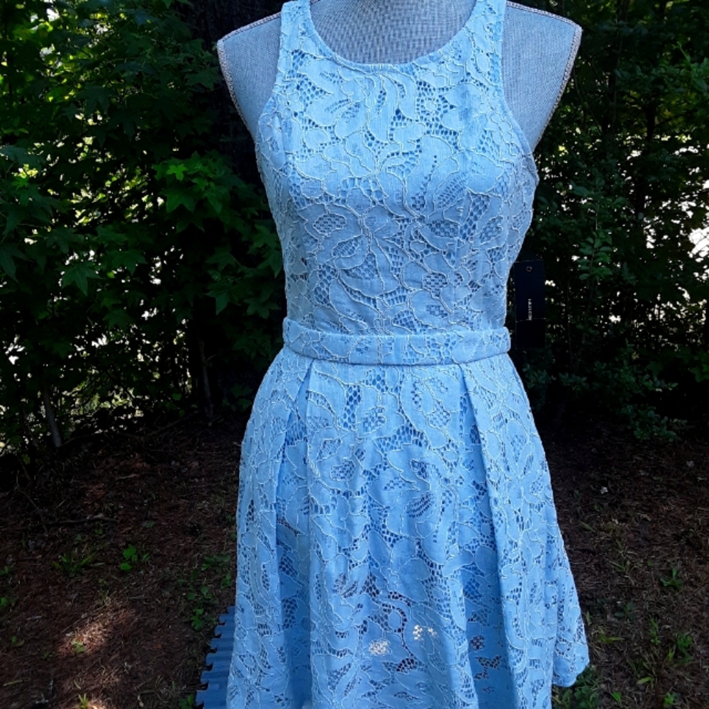 Lulu's Cut out Baby blue Lace Skater Dress Brand New